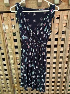 Joe Fresh Navy Blue Midi Dress with Multicolor Floral Shell Print